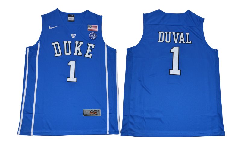 NCAA Duke Blue Devils 1 Trevon Duval Blue Basketball Men Jersey