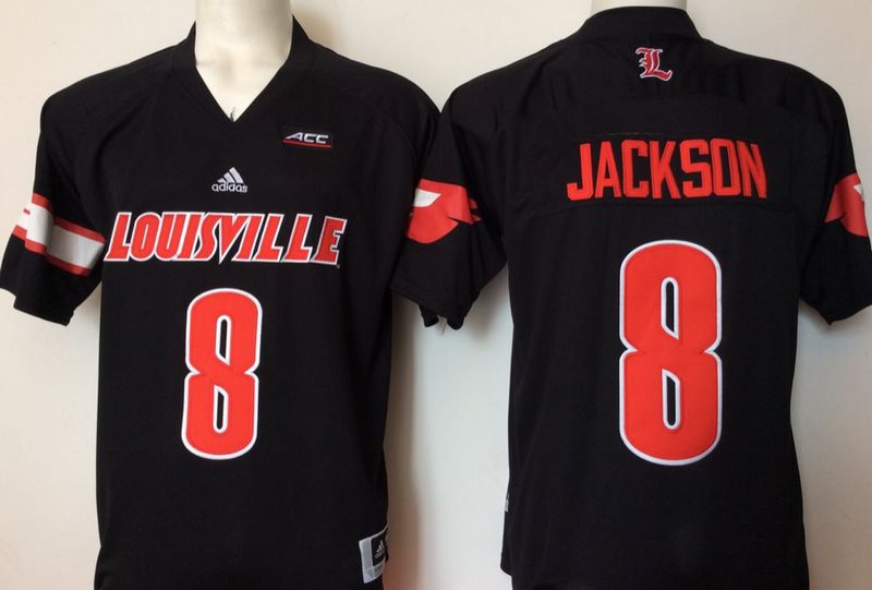 NCAA Louisville Cardinals 8 Lamar Jackson Black College Football Men Jersey