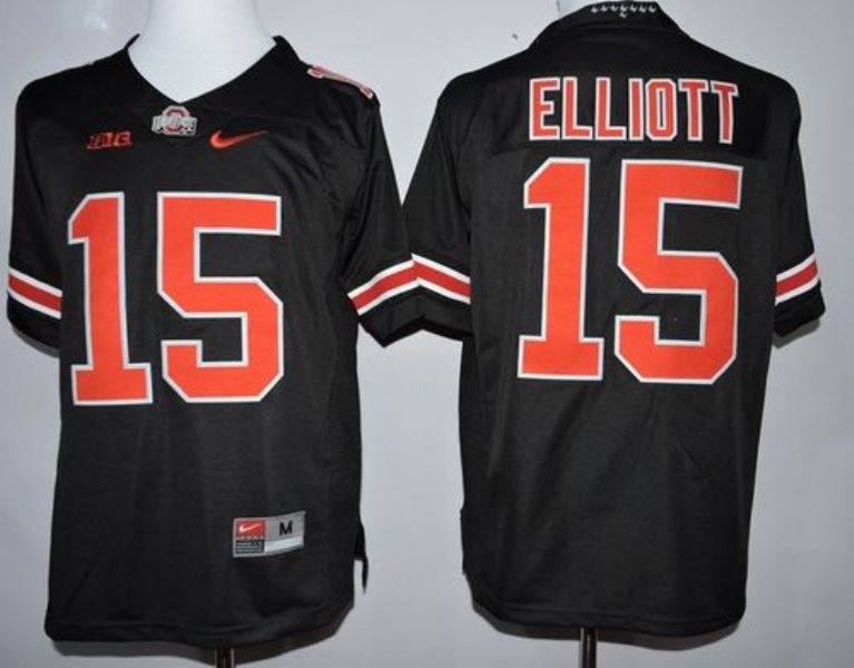 NCAA Ohio State Buckeyes 15 Ezekiel Elliott Black(Orange ) Limited Men Jersey With Big Patch