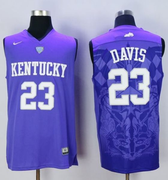 NCAA Kentucky Wildcats 23 Anthony Davis Blue Basketball Men Jersey