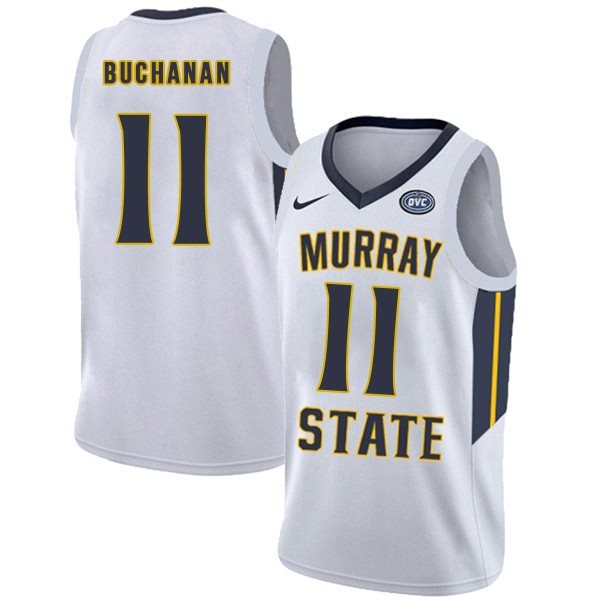 NCAA Murray State Racers 11 Shaq Buchanan White College Basketball Men Jersey