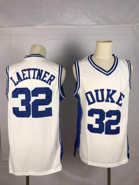 NCAA Duke Blue Devils 32 Christian Laettner White College Basketball Men Jersey
