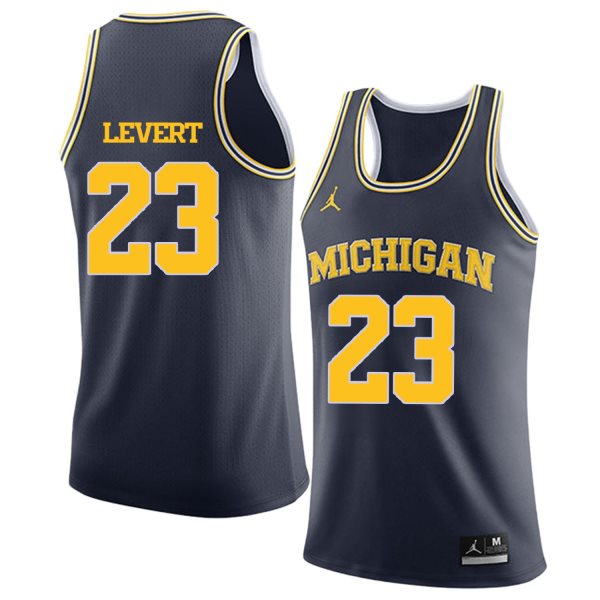NCAA University of Michigan 23 Caris Levert Navy College Basketball Men Jersey