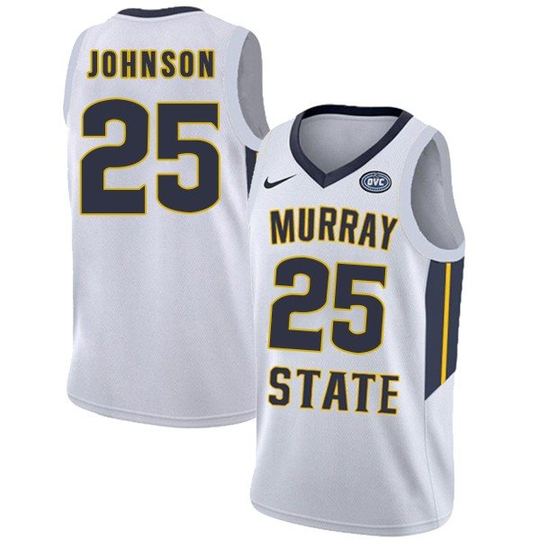 NCAA Murray State Racers 25 Jalen Johnson White College Basketball Men Jersey