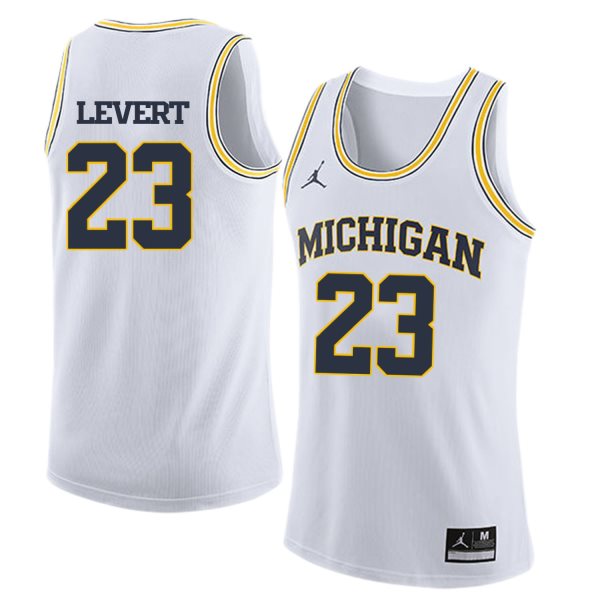 NCAA University of Michigan 23 Caris Levert White College Basketball Men Jersey