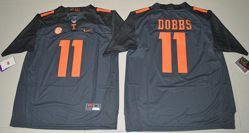 NCAA Tennessee Volunteers 11 Joshua Dobbs Football 2016 Limited Grey Men Jersey