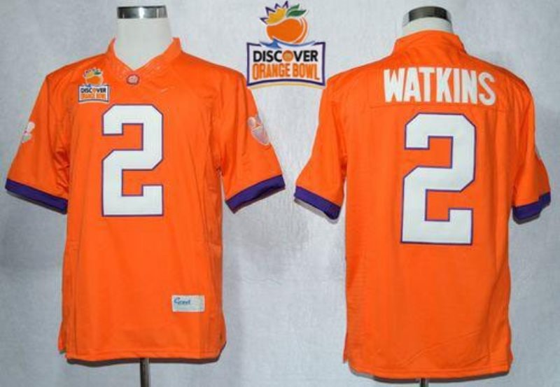 NCAA Clemson Tigers 2 Sammy Watkins Orange Limited 2014 Discover Orange Bowl Patch Men Jersey