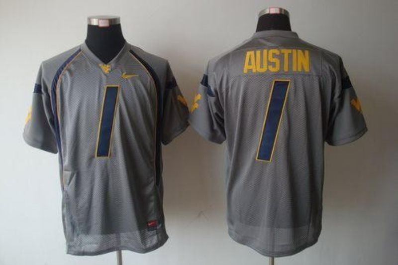 NCAA West Virginia Mountaineers 1 Tavon Austin Grey Men Jersey
