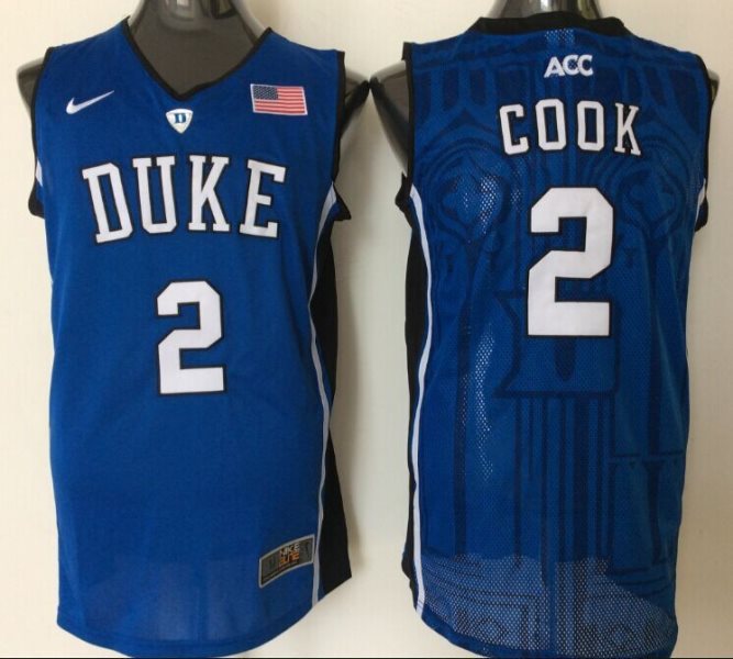 NCAA Duke Blue Devils 2 Quinn Cook Blue Basketball Men Jersey