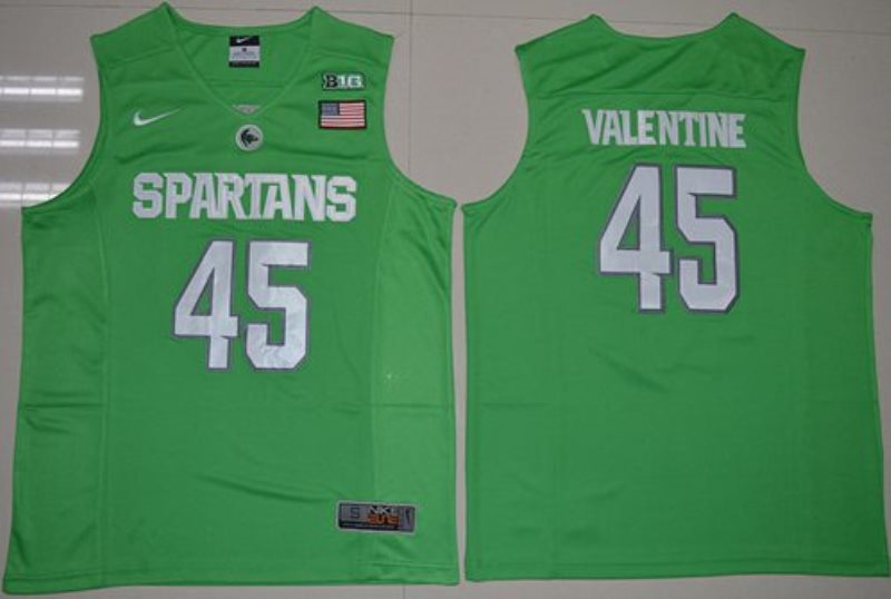 NCAA Michigan State SpartansMiami Hurricanes 45 Denzel Valentine Apple Green Basketball Men Jersey