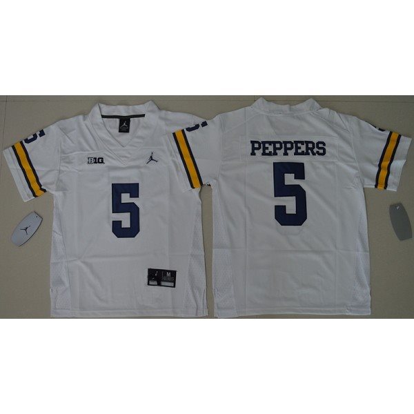 NCAA Michigan Wolverines 5 Jabrill Peppers White Limited Youth Jersey