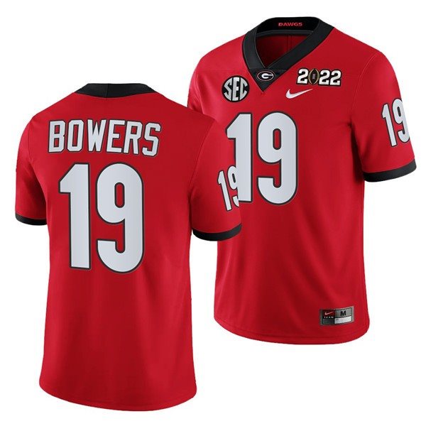 NCAA Georgia Bulldogs 19 Brock Bowers 2022 Patch Red College Football Limited Men Jersey