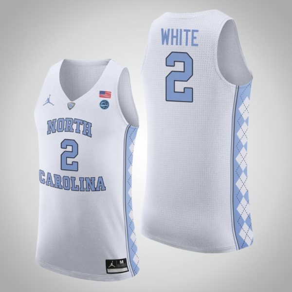 NCAA North Carolina Tar Heels 2 Coby White White College Basketball Men Jersey
