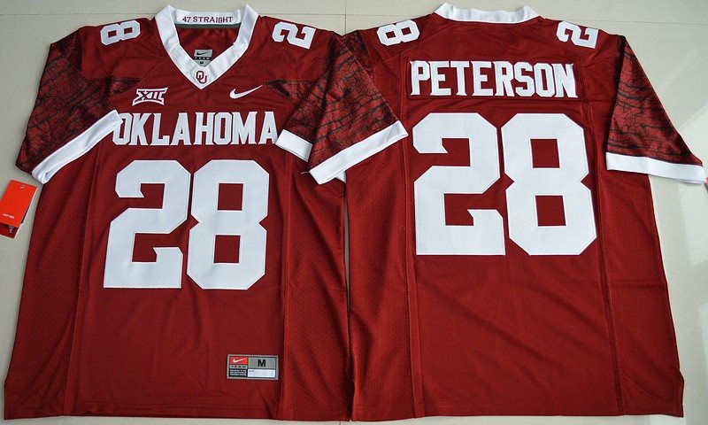 NCAA Oklahoma Sooners 28 Adrian Peterson Crimson Limited Football Men Jersey