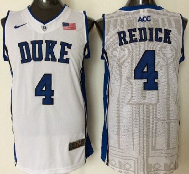 NCAA Duke Blue Devils 4 J.J. Redick White Basketball Men Jersey