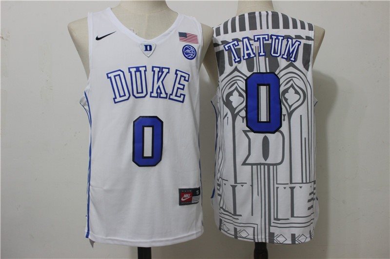 NCAA Duke Blue Devils 0 Jayson Tatum White Basketball Men Jersey