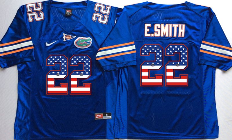 NCAA Florida Gators 22 Emmitt Smith Blue USA Flag Men Jersey