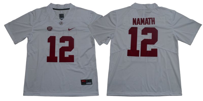 NCAA Alabama Crimson Tide 12 Joe Namath White Legend Limited Men Jersey