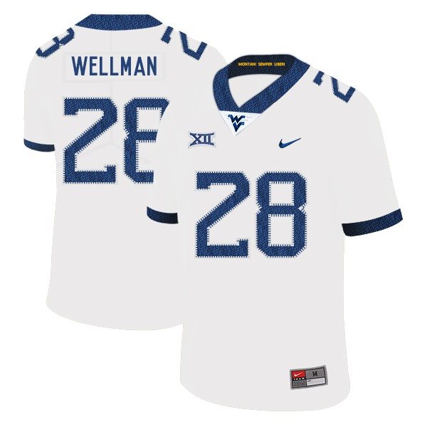 NCAA West Virginia Mountaineers 28 Elijah Wellman White College Football Men Jersey