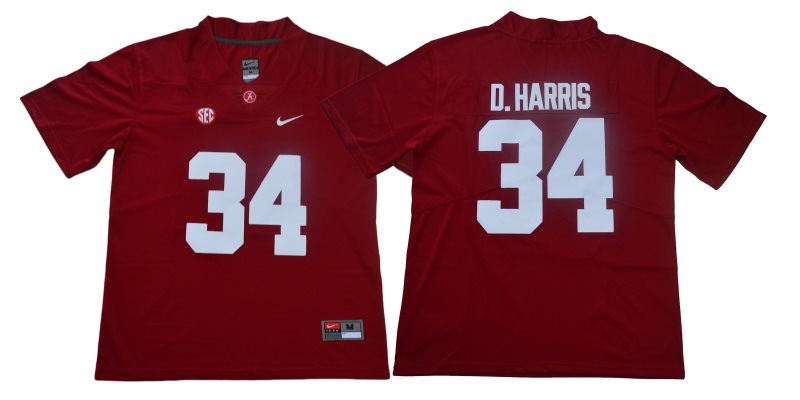 NCAA Alabama Crimson Tide 34 Damien Harris Red Legend Limited Men Jersey