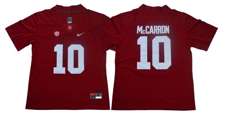 NCAA Alabama Crimson Tide 10 A.J. McCarron Red Nike College Football Men Jersey