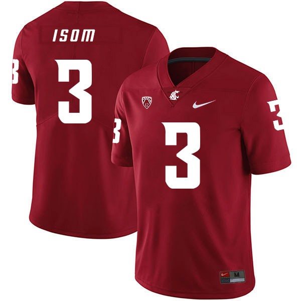 NCAA Washington State Cougars 3 Daniel Isom Red College Football Men Jersey