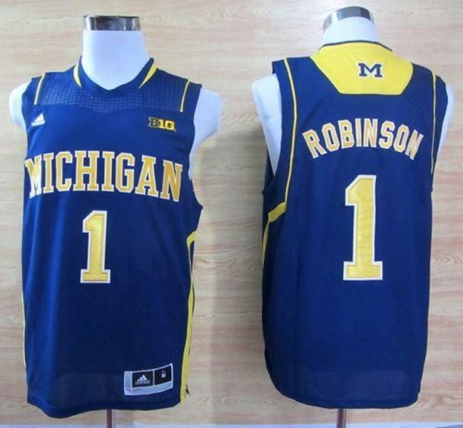 NCAA Michigan Wolverines 1 Glenn Robinson III Navy Blue Basketball Men Jersey