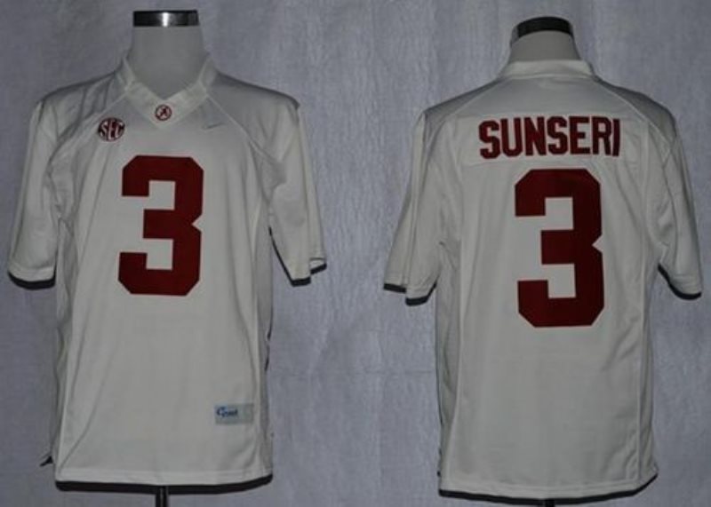 NCAA Alabama Crimson Tide 3 Vinnie Sunseri White Limited Men Jersey