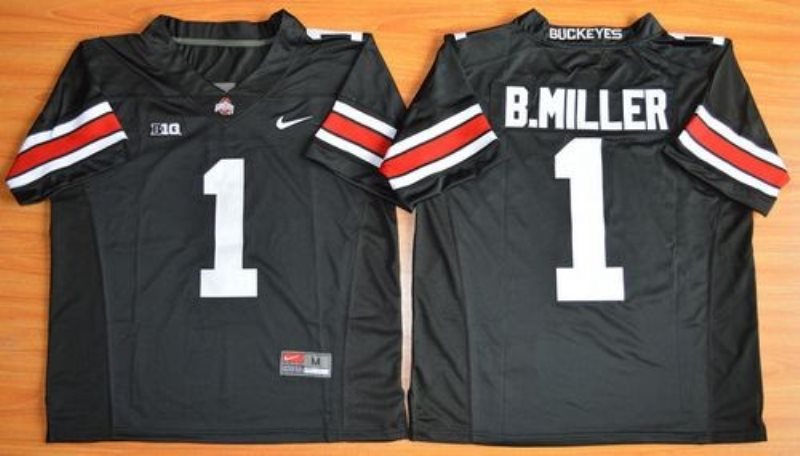 NCAA Ohio State Buckeyes 1 Braxton Miller Black Limited Men Jersey With Big Patch