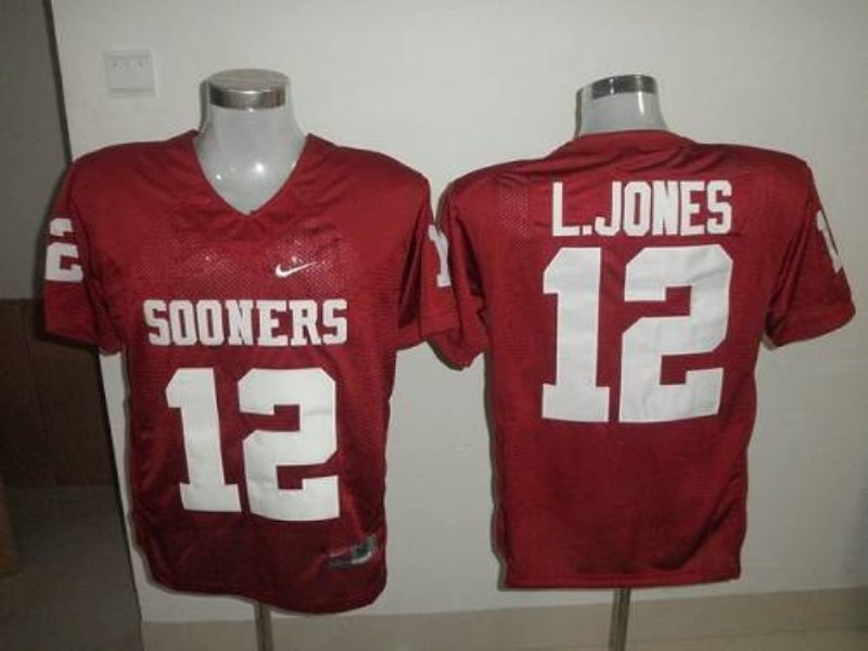 NCAA Oklahoma Sooners 12 Landy Jones Red Men Jersey