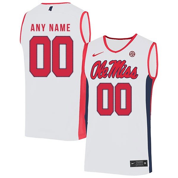 NCAA Ole Miss Rebels Customized White Nike Basketball College Men Jersey