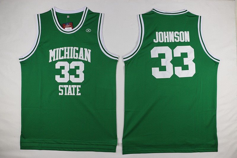 NCAA Michigan State SpartansMiami Hurricanes 33 Magic Johnson Green Basketball Swingman Men Jersey