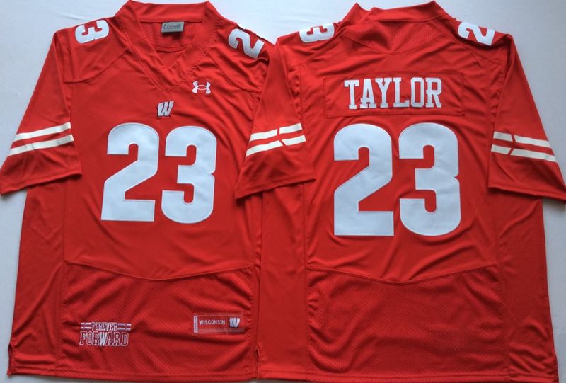 NCAA Wisconsin Badgers 23 Jonathan Taylor Red Football Men Jersey