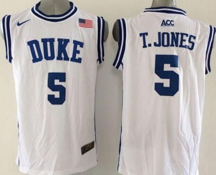NCAA Duke Blue Devils 5 Tyus Jones White Basketball New Men Jersey