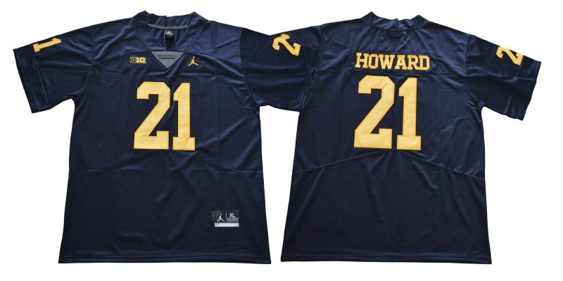 NCAA Michigan Wolverines 21 Desmond Howard Navy College Football Legend Men Jersey