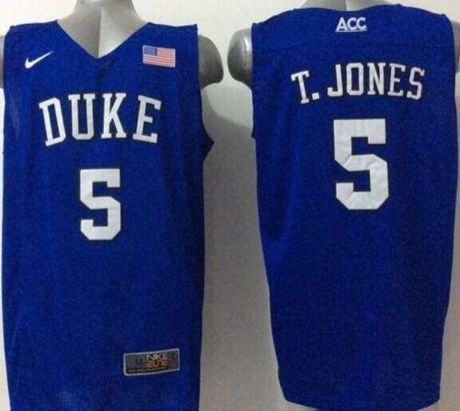NCAA Duke Blue Devils 5 Tyus Jones Royal Blue Basketball Elite Men Jersey