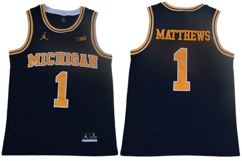 NCAA Michigan Wolverines 1 Charles Matthews Navy College Basketball Men Jersey