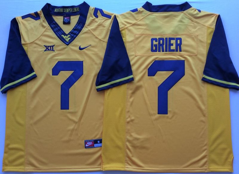 NCAA West Virginia Mountaineers 7 Will Grier Gold Football Men Jersey
