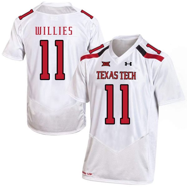NCAA Texas Tech Red Raiders 11 Derrick Willies White College Football Men Jersey