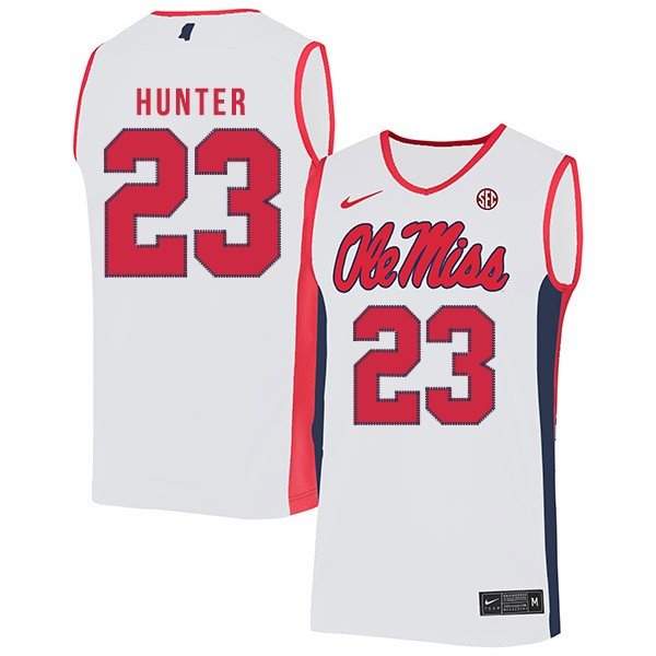 NCAA Ole Miss Rebels 23 Sammy Hunter White Nike Basketball College Men Jersey