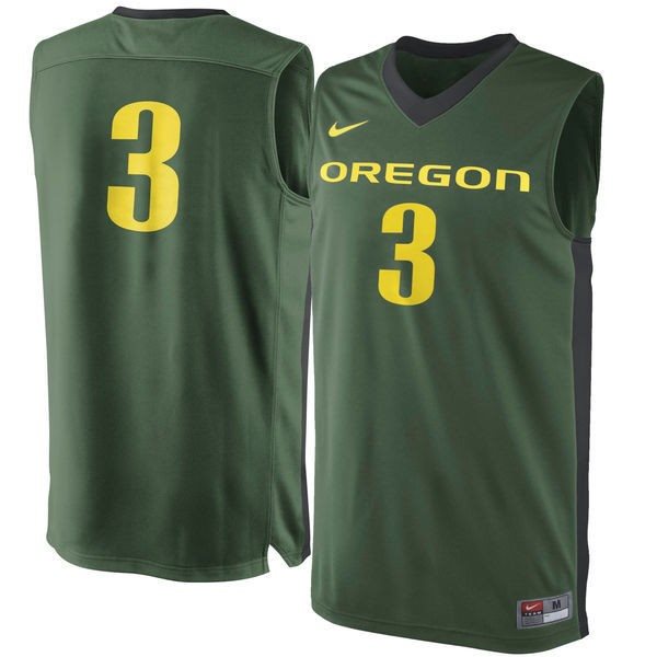 NCAA Oregon Ducks 3 Olive Green Basketball Men Jersey