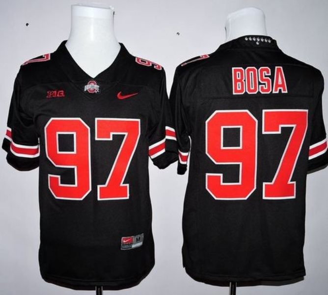NCAA Ohio State Buckeyes 97 Joey Bosa Black(Red ) Limited Men Jersey With BIG Patch