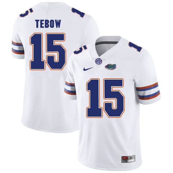 NCAA Florida Gators 15 Tim Tebow White College Football Men Jersey