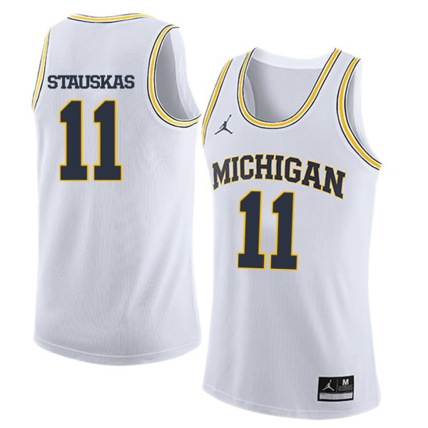 NCAA University of Michigan 11 Nik Stauskas White College Basketball Men Jersey