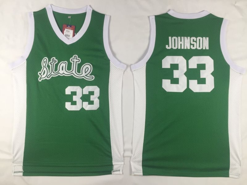 NCAA Michigan State SpartansMiami Hurricanes 33 Magic Johnson Green Basketball Men Jersey