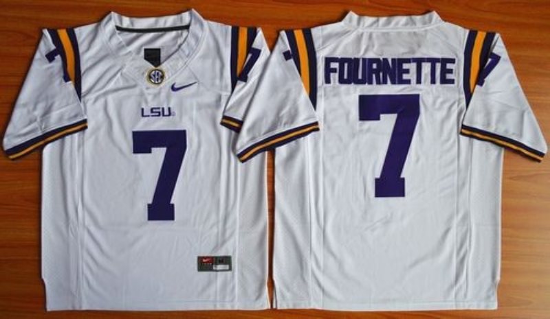 NCAA LSU Tigers 7 Leonard Fournette White Limited Men Jersey