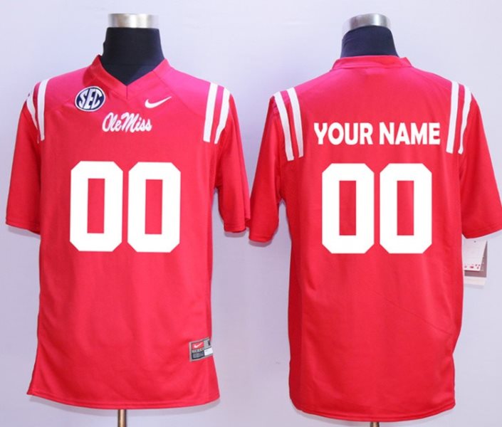 NCAA Ole Miss Rebels Red Customized Men Jersey