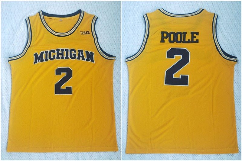 NCAA University of Michigan 2 Myb Poole Yellow College Basketball Men Jersey