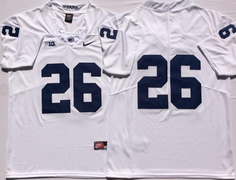 NCAA Penn State Nittany Lions 26 Saquon Barkley White College Football Legend Men Jersey