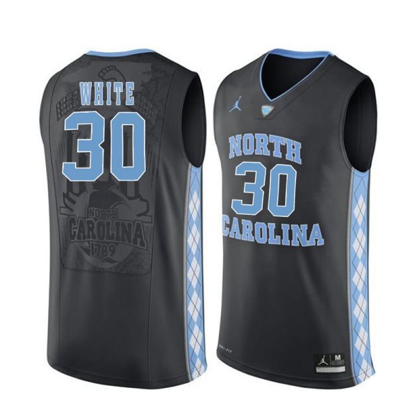 NCAA North Carolina Tar Heels 30 Stilman White Black Basketball Men Jersey